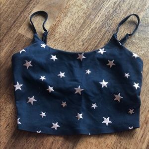 Black Crop Top with Gold Stars